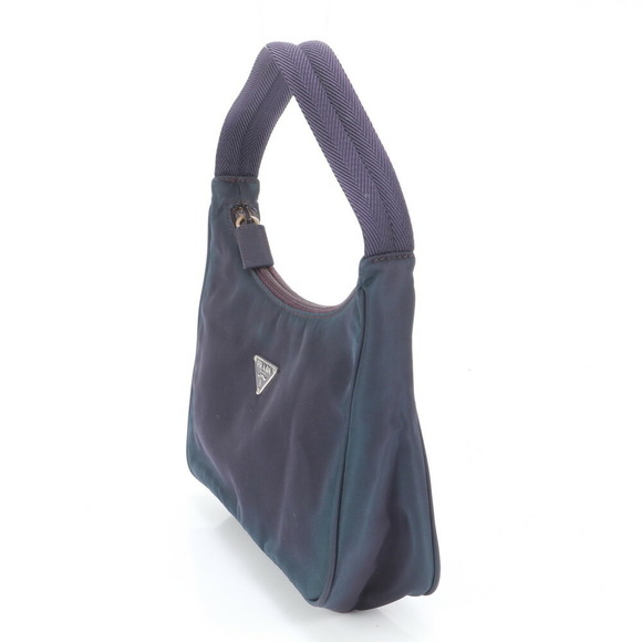 Prada Tessuto Nylon Triangle Accessory Pouch Tote Shoulder Navy Blue - Picture 5 of 14